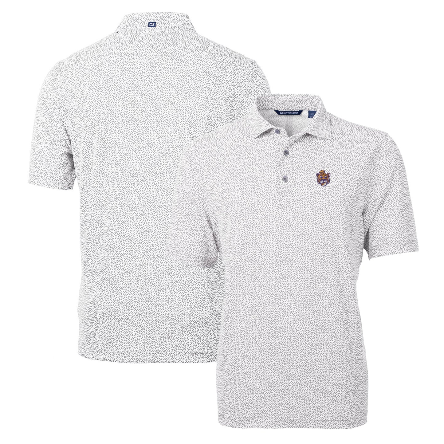 Men's Cutter & Buck Gray LSU Tigers Virtue Eco Pique Botanical Recycled Polo