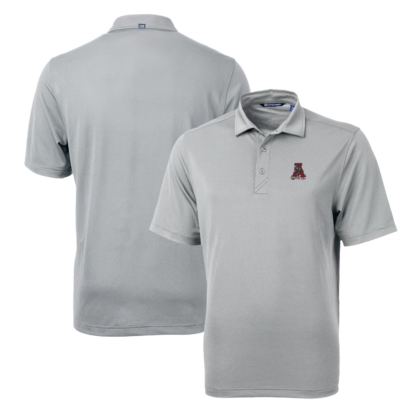 Men's Cutter & Buck Gray Alabama Crimson Tide Team Logo Virtue Eco Pique Recycled Polo