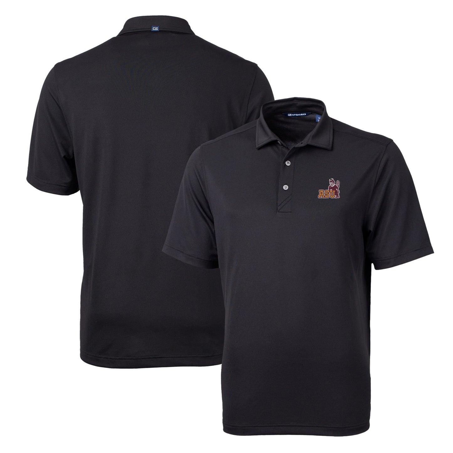 Men's Cutter & Buck Black Arizona State Sun Devils Team Logo Virtue Eco Pique Recycled Polo