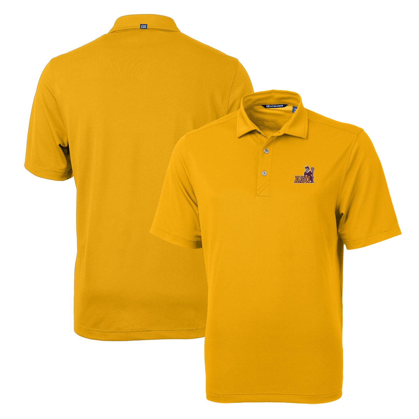 Men's Cutter & Buck Gold Arizona State Sun Devils Team Logo Virtue Eco Pique Recycled Polo