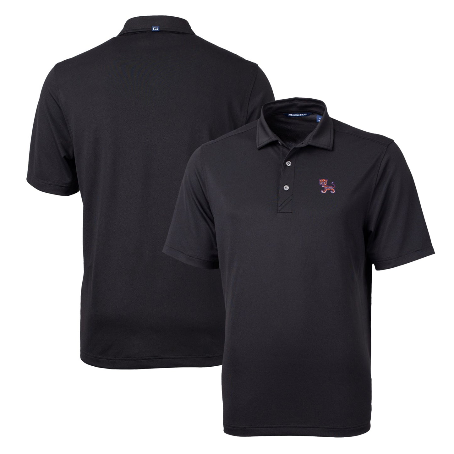 Men's Cutter & Buck Black Clemson Tigers Team Logo Virtue Eco Pique Recycled Polo