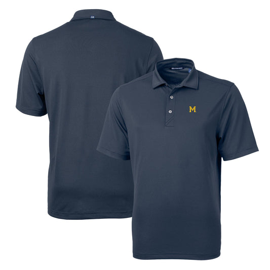Men's Cutter & Buck Navy Michigan Wolverines Team Logo Virtue Eco Pique Recycled Polo