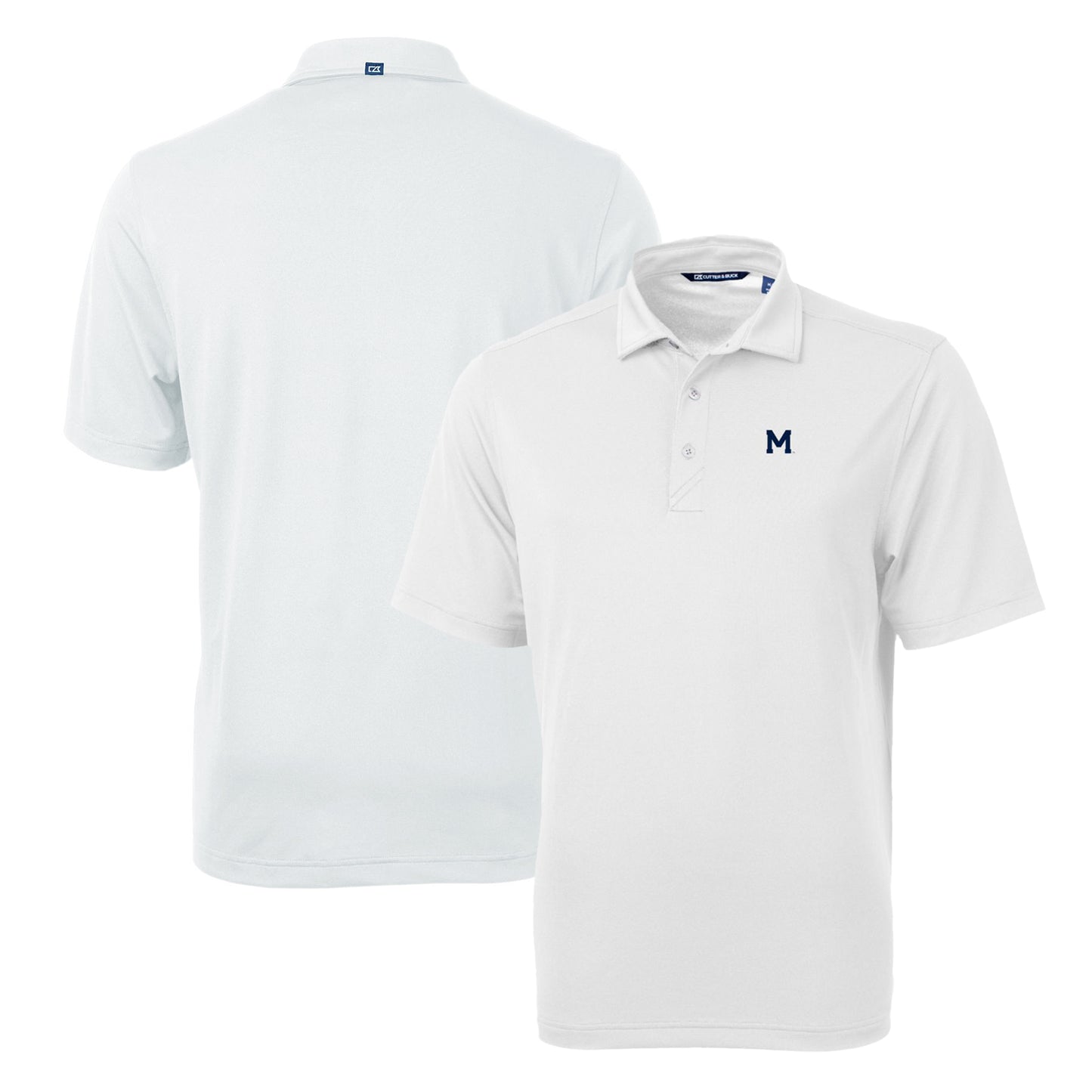 Men's Cutter & Buck White Michigan Wolverines Team Logo Virtue Eco Pique Recycled Polo