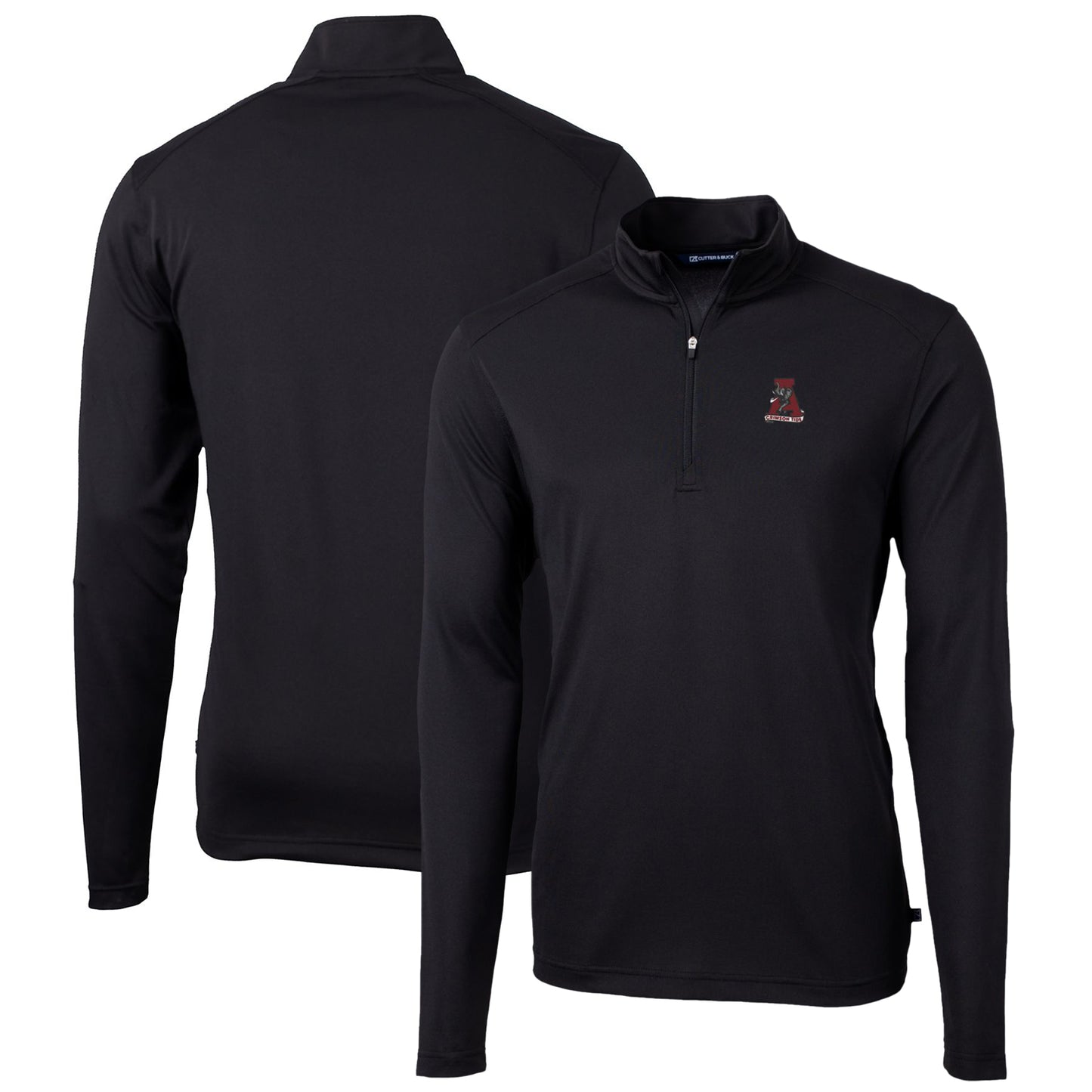 Men's Cutter & Buck Black Alabama Crimson Tide Virtue Eco Pique Recycled Quarter-Zip Pullover Top