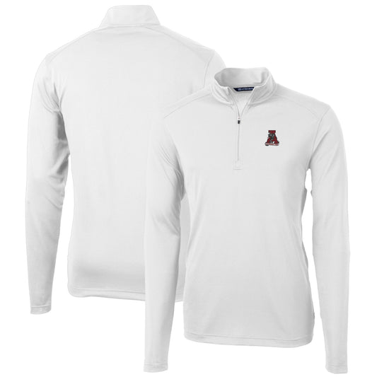 Men's Cutter & Buck White Alabama Crimson Tide Virtue Eco Pique Recycled Quarter-Zip Pullover Top