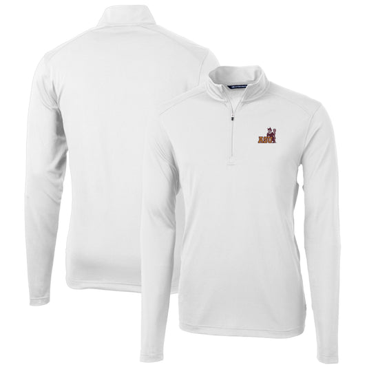 Men's Cutter & Buck White Arizona State Sun Devils Virtue Eco Pique Recycled Quarter-Zip Pullover Top