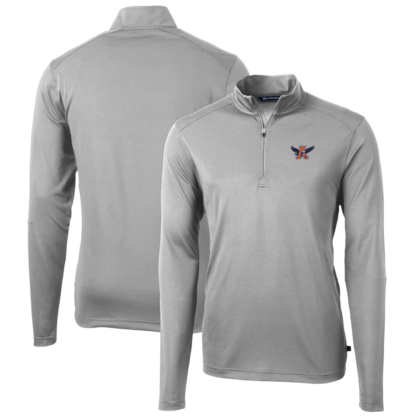 Men's Cutter & Buck Gray Auburn Tigers Virtue Eco Pique Recycled Quarter-Zip Pullover Top