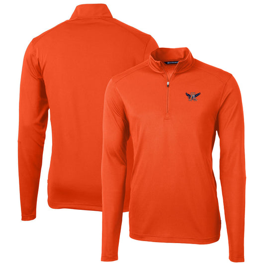 Men's Cutter & Buck Orange Auburn Tigers Virtue Eco Pique Recycled Quarter-Zip Pullover Top