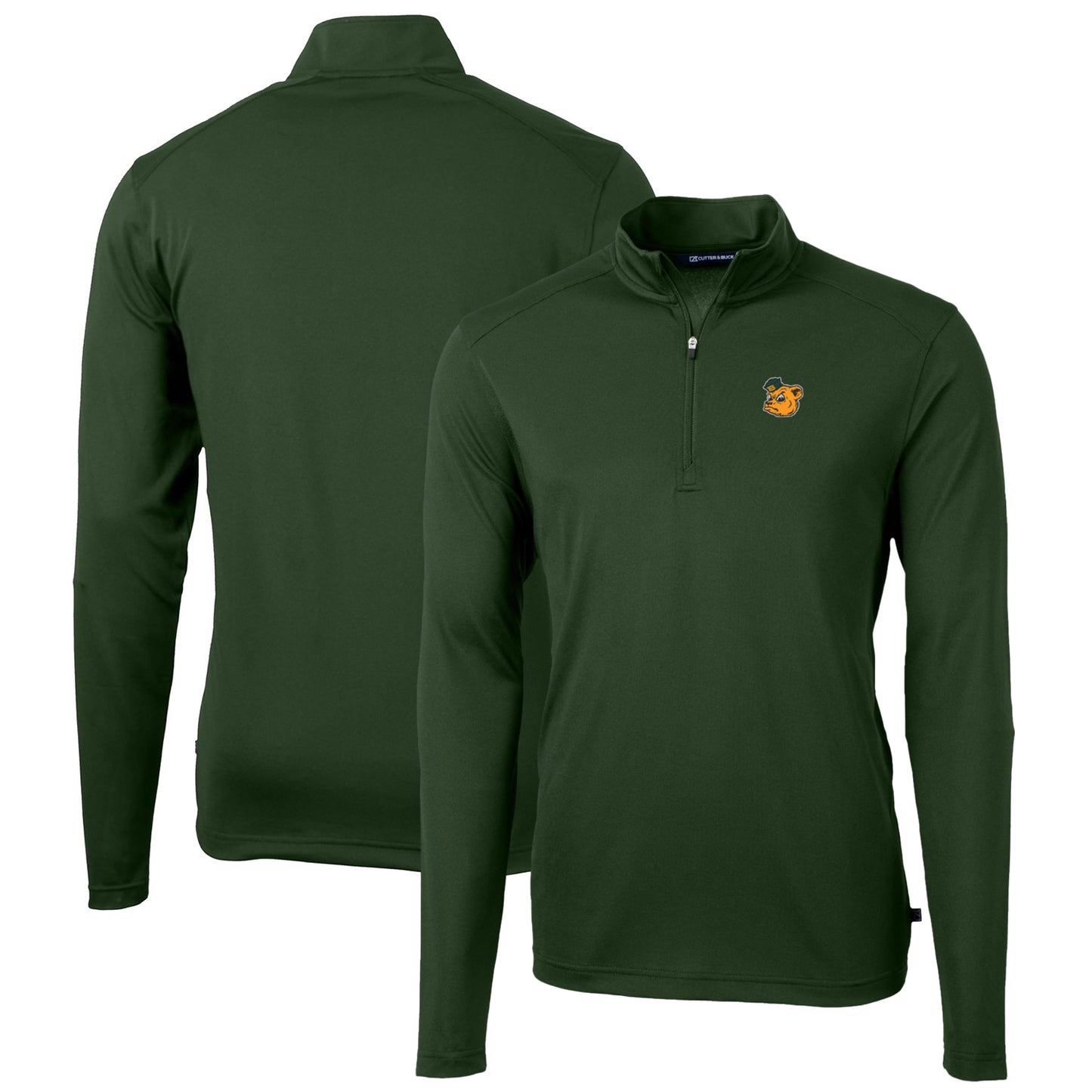 Men's Cutter & Buck Green Baylor Bears Virtue Eco Pique Recycled Quarter-Zip Pullover Top