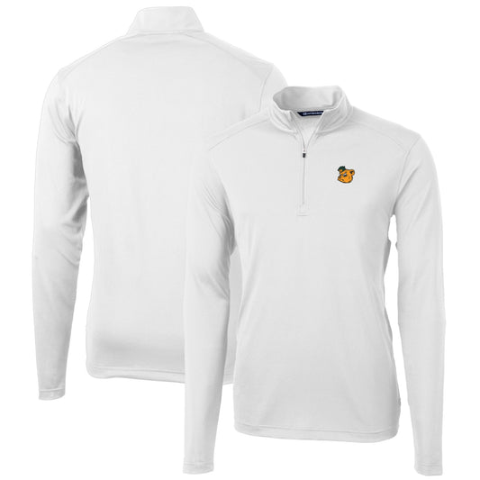 Men's Cutter & Buck White Baylor Bears Virtue Eco Pique Recycled Quarter-Zip Pullover Top