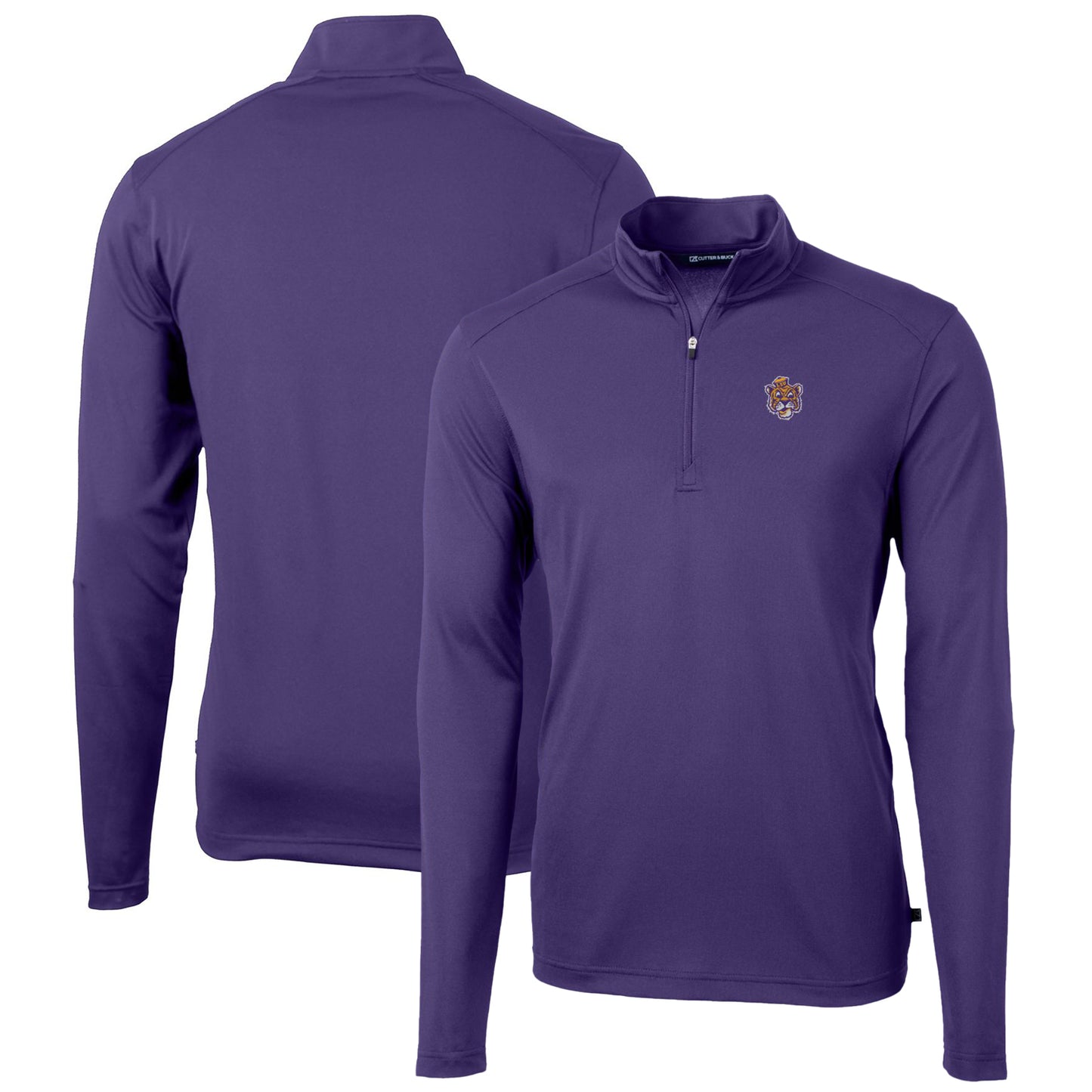 Men's Cutter & Buck Purple LSU Tigers Virtue Eco Pique Recycled Quarter-Zip Pullover Top