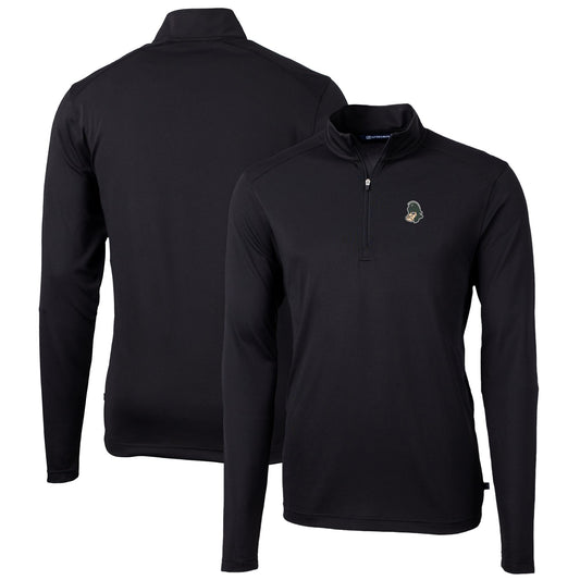 Men's Cutter & Buck Black Michigan State Spartans Virtue Eco Pique Recycled Quarter-Zip Pullover Top
