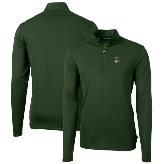 Men's Cutter & Buck Green Michigan State Spartans Virtue Eco Pique Recycled Quarter-Zip Pullover Top