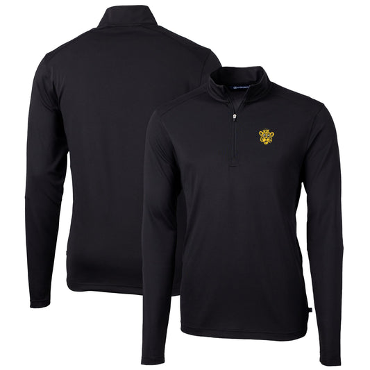 Men's Cutter & Buck Black Missouri Tigers Virtue Eco Pique Recycled Quarter-Zip Pullover Top