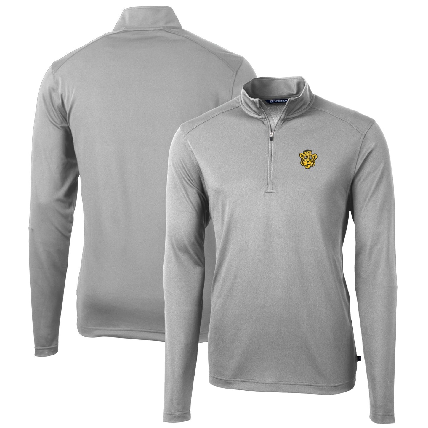 Men's Cutter & Buck Gray Missouri Tigers Virtue Eco Pique Recycled Quarter-Zip Pullover Top