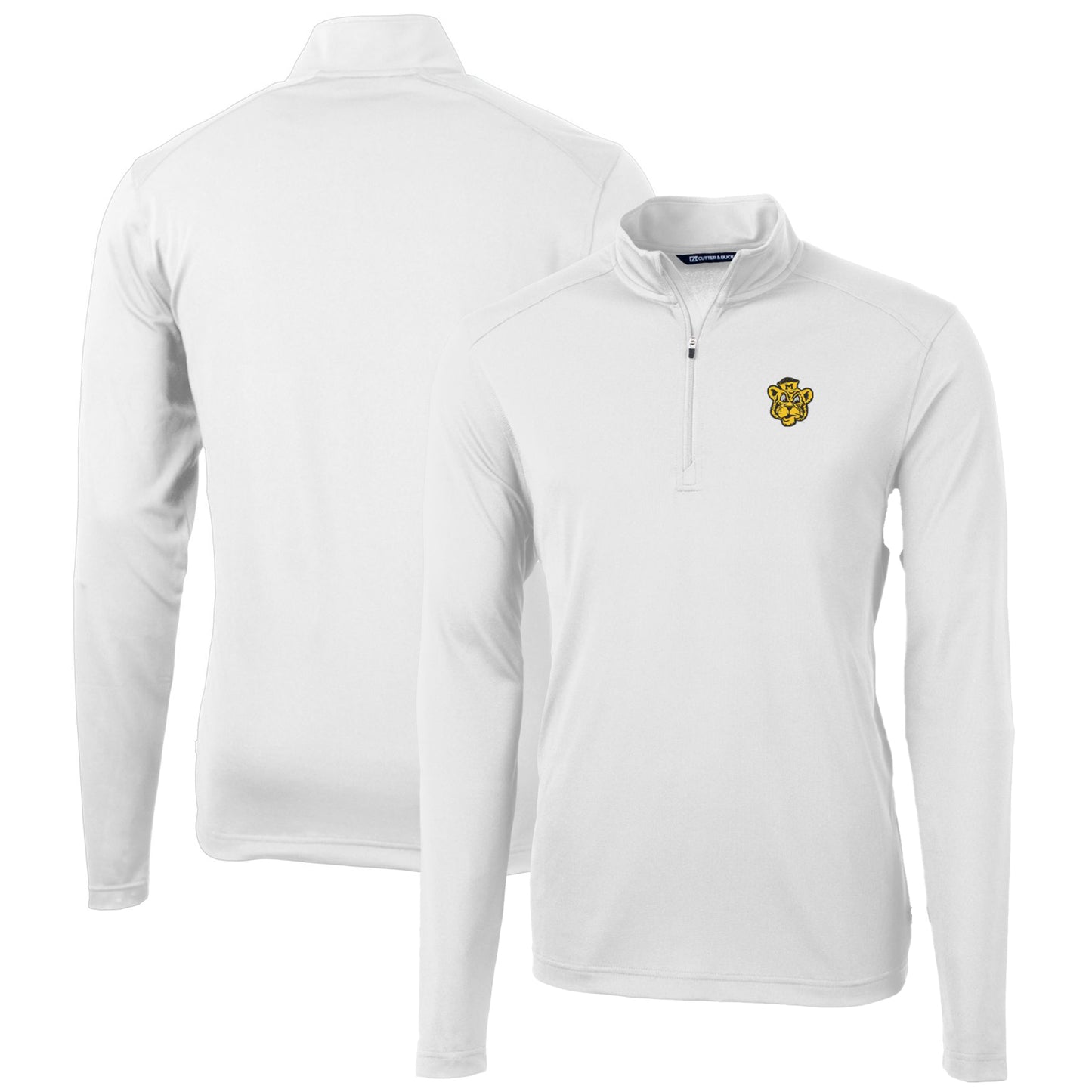 Men's Cutter & Buck White Missouri Tigers Virtue Eco Pique Recycled Quarter-Zip Pullover Top