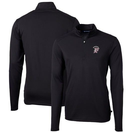 Men's Cutter & Buck Black Mississippi State Bulldogs Virtue Eco Pique Recycled Quarter-Zip Pullover Top