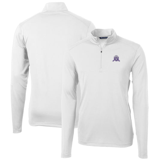 Men's Cutter & Buck White Northwestern Wildcats Virtue Eco Pique Recycled Quarter-Zip Pullover Top