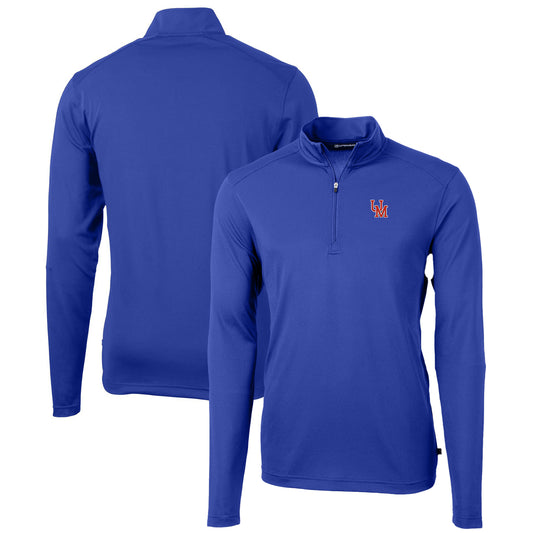 Men's Cutter & Buck Royal Ole Miss Rebels Virtue Eco Pique Recycled Quarter-Zip Pullover Top