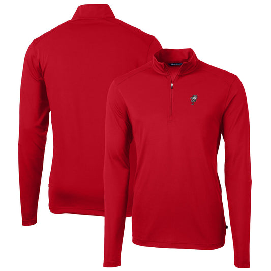 Men's Cutter & Buck Scarlet Ohio State Buckeyes Virtue Eco Pique Recycled Quarter-Zip Pullover Top