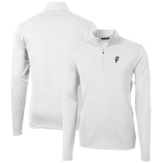 Men's Cutter & Buck White Ohio State Buckeyes Virtue Eco Pique Recycled Quarter-Zip Pullover Top