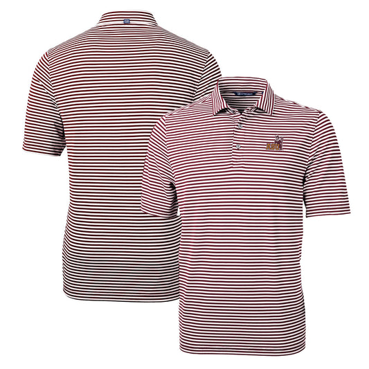 Men's Cutter & Buck Maroon Arizona State Sun Devils Throwback Logo Virtue Eco Pique Stripe Recycled Polo