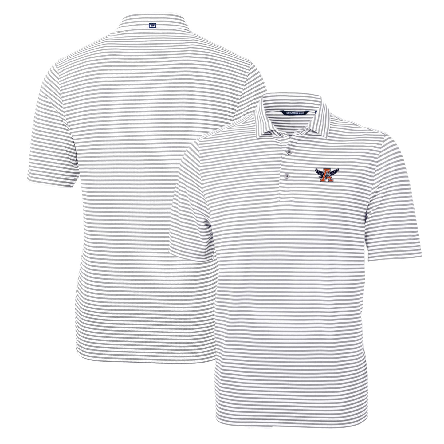 Men's Cutter & Buck Gray Auburn Tigers Throwback Logo Virtue Eco Pique Stripe Recycled Polo