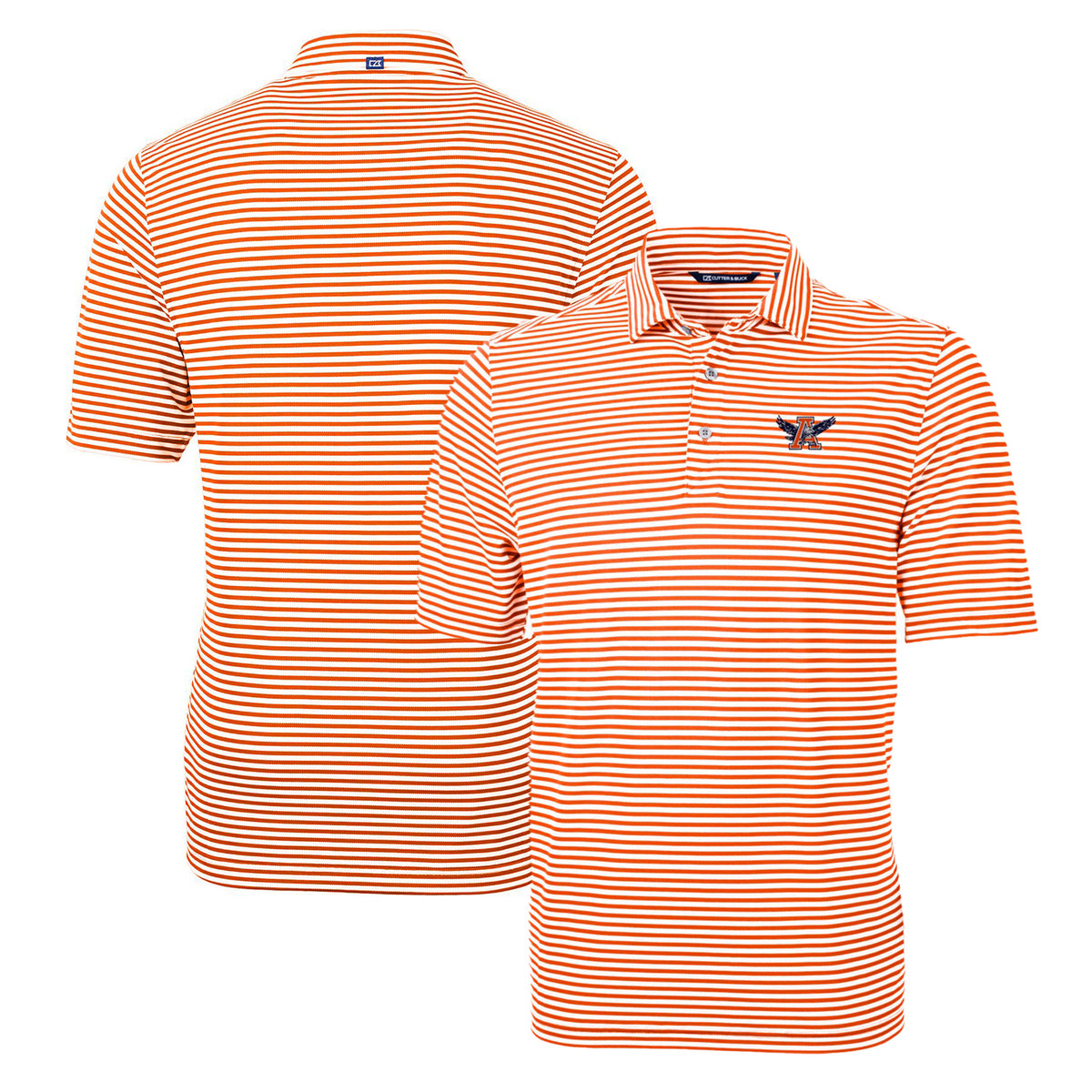 Men's Cutter & Buck Orange Auburn Tigers Throwback Logo Virtue Eco Pique Stripe Recycled Polo