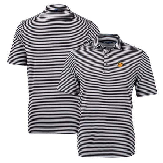 Men's Cutter & Buck Black Baylor Bears Throwback Logo Virtue Eco Pique Stripe Recycled Polo