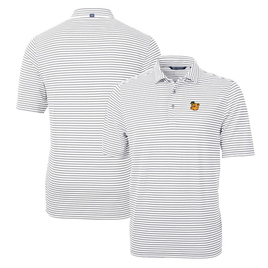 Men's Cutter & Buck Gray Baylor Bears Throwback Logo Virtue Eco Pique Stripe Recycled Polo