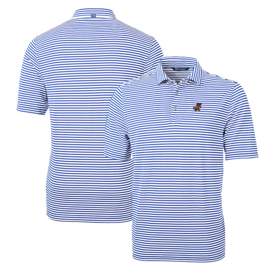 Men's Cutter & Buck Blue Florida Gators Throwback Logo Virtue Eco Pique Stripe Recycled Polo