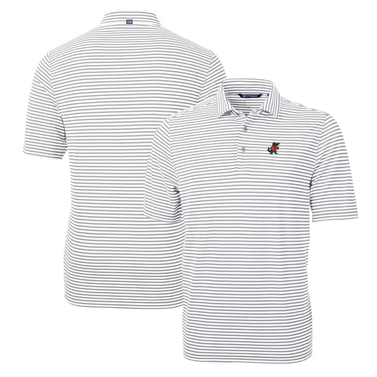 Men's Cutter & Buck Gray Florida Gators Throwback Logo Virtue Eco Pique Stripe Recycled Polo