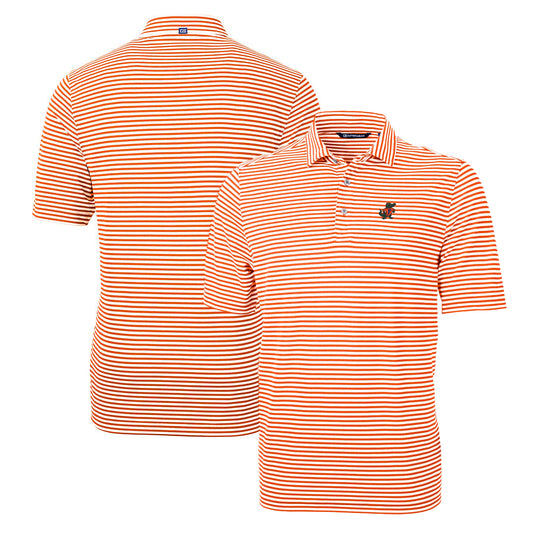 Men's Cutter & Buck Orange Florida Gators Throwback Logo Virtue Eco Pique Stripe Recycled Polo