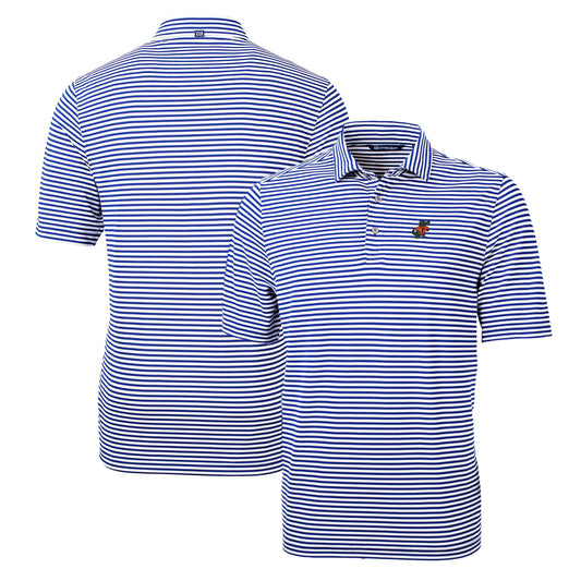 Men's Cutter & Buck Royal Florida Gators Throwback Logo Virtue Eco Pique Stripe Recycled Polo