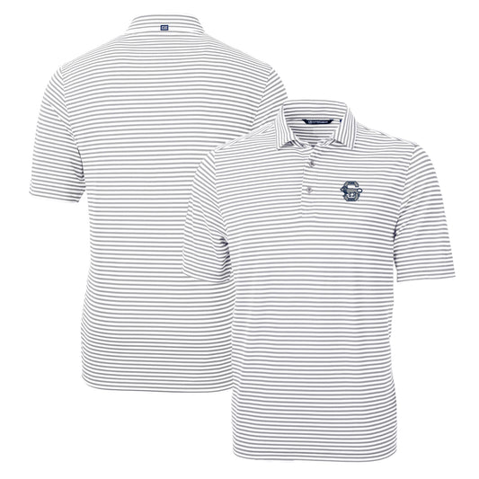 Men's Cutter & Buck Gray Penn State Nittany Lions Throwback Logo Virtue Eco Pique Stripe Recycled Polo