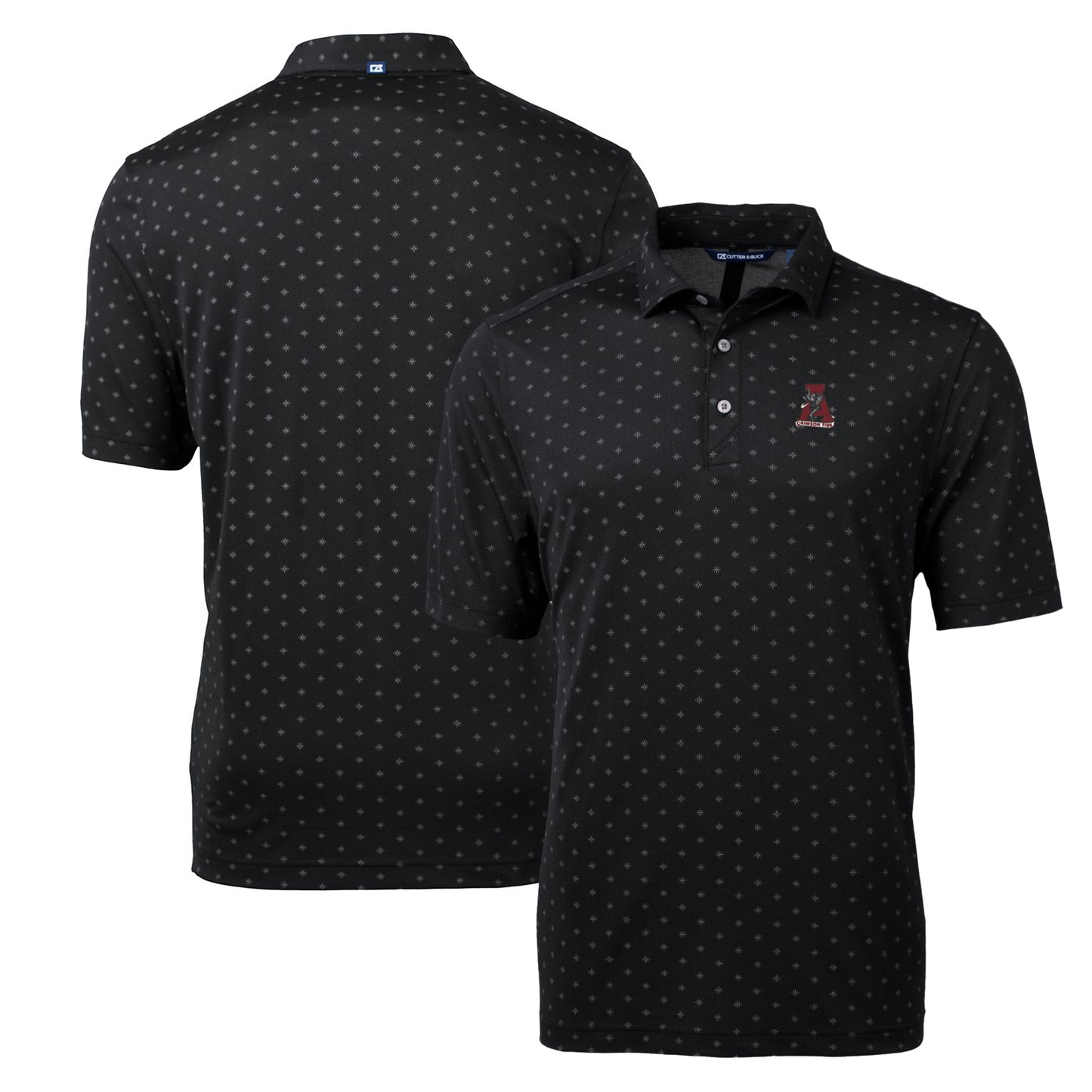 Men's Cutter & Buck Black Alabama Crimson Tide Virtue Eco Pique Tile Recycled Polo