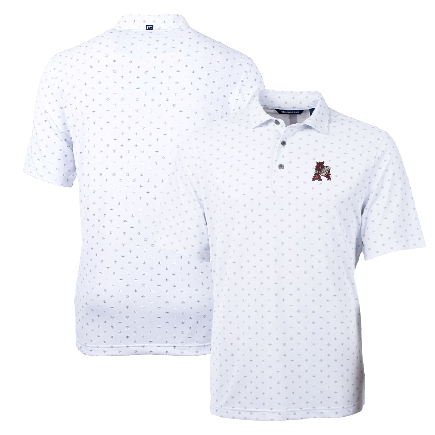 Men's Cutter & Buck White Arkansas Razorbacks Virtue Eco Pique Tile Recycled Polo