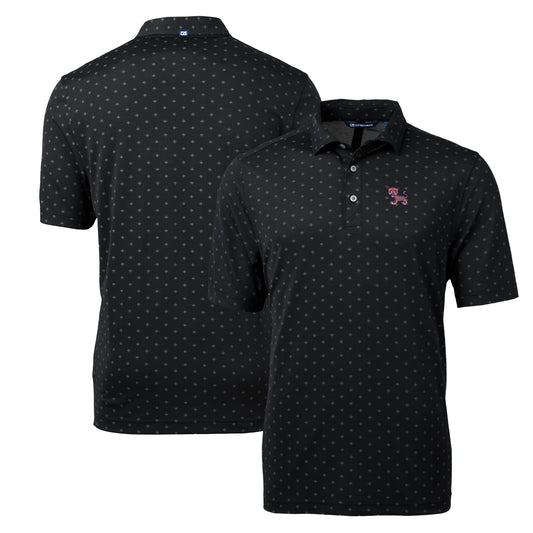 Men's Cutter & Buck Black Clemson Tigers Virtue Eco Pique Tile Recycled Polo