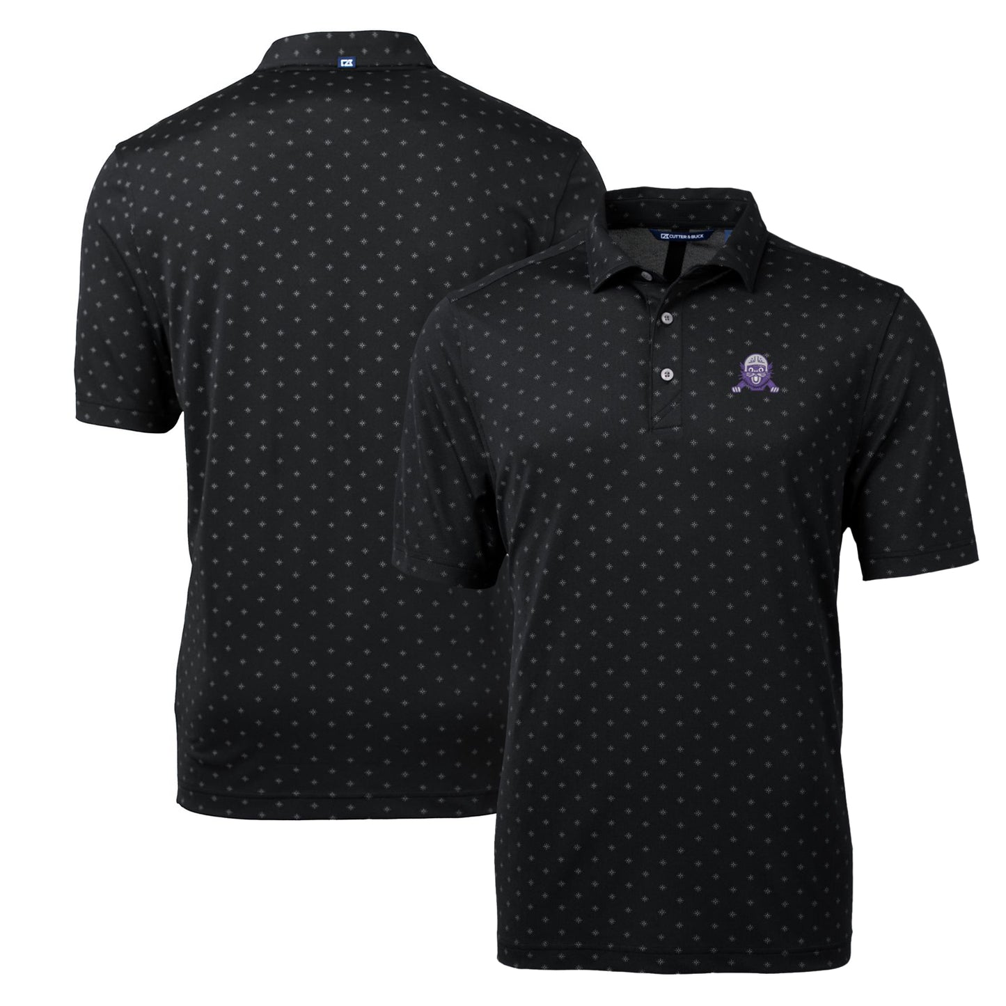 Men's Cutter & Buck Black Northwestern Wildcats Virtue Eco Pique Tile Recycled Polo