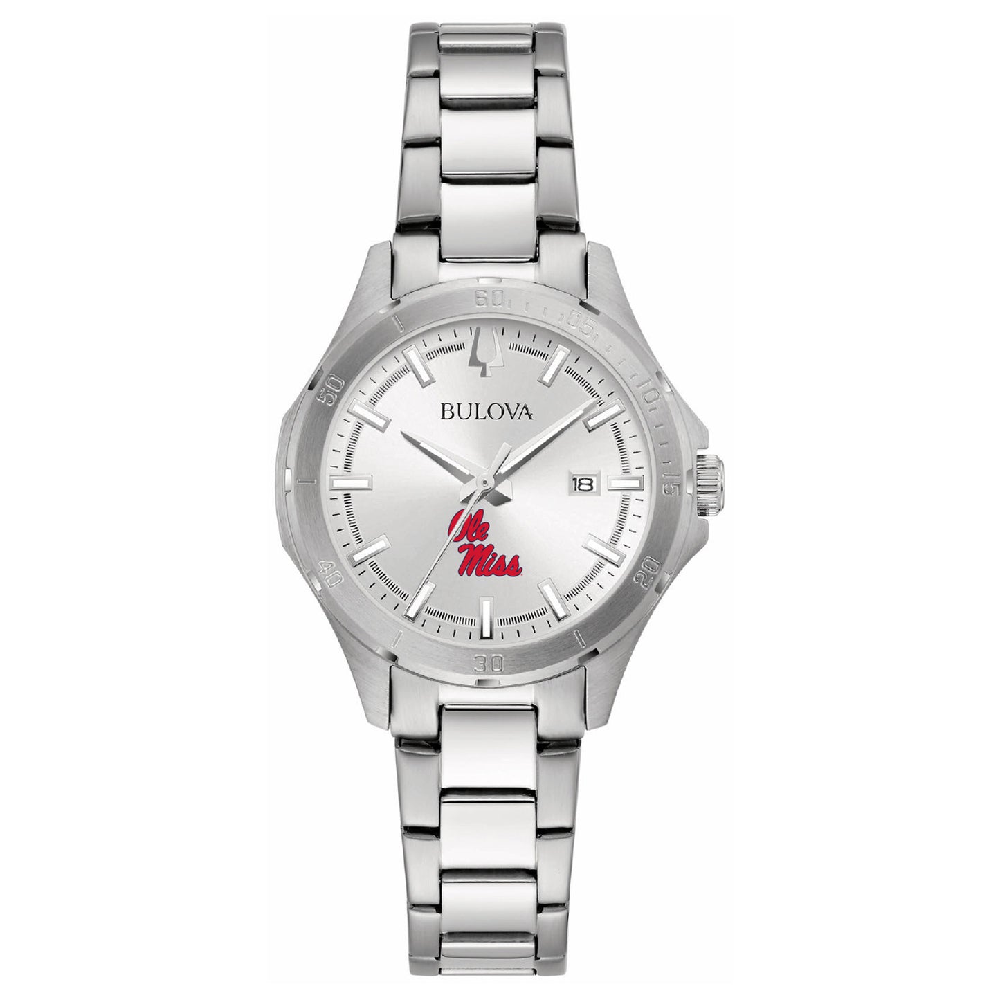 Women's Bulova Silver Ole Miss Rebels Stainless Steel Classic Sport Watch
