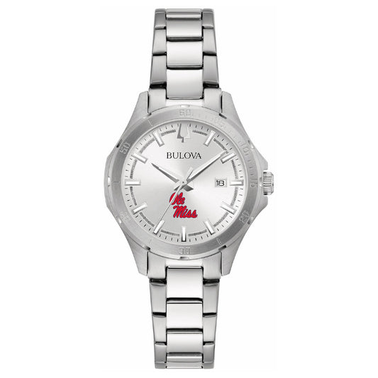 Women's Bulova Silver Ole Miss Rebels Stainless Steel Classic Sport Watch
