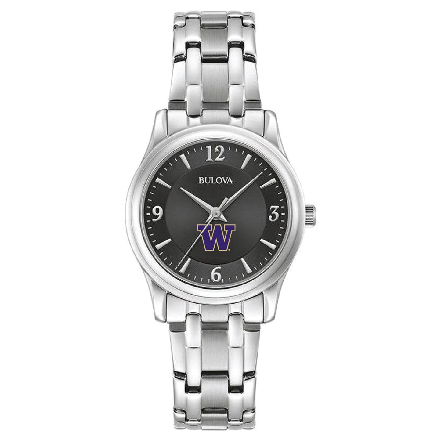 Women's Bulova Black Washington Huskies Corporate Collection Stainless Steel Watch