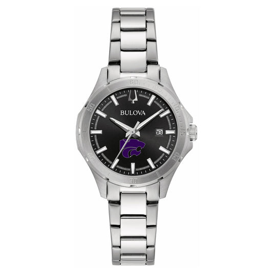 Women's Bulova Black Kansas State Wildcats Stainless Steel Sport Classic Watch