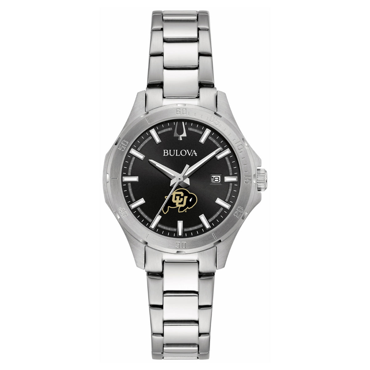 Women's Bulova Black Colorado Buffaloes Stainless Steel Sport Classic Watch