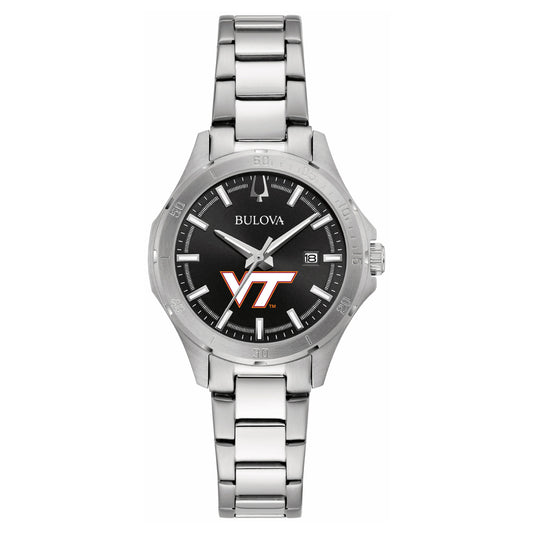 Women's Bulova Black Virginia Tech Hokies Stainless Steel Sport Classic Watch