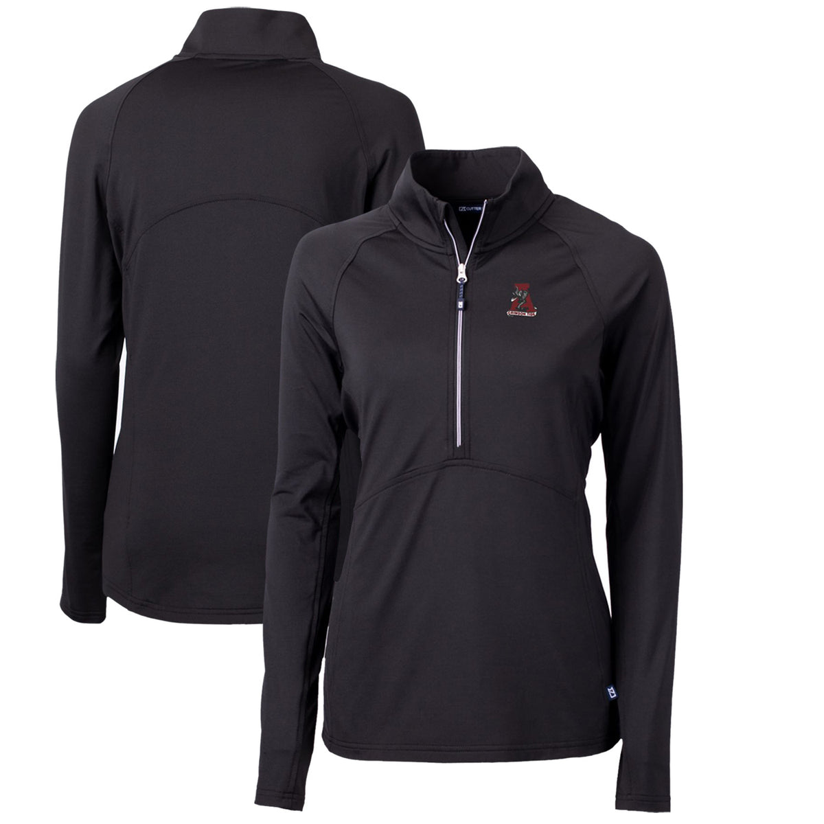 Women's Cutter & Buck Black Alabama Crimson Tide Adapt Eco Knit Stretch Recycled Half-Zip Pullover Top