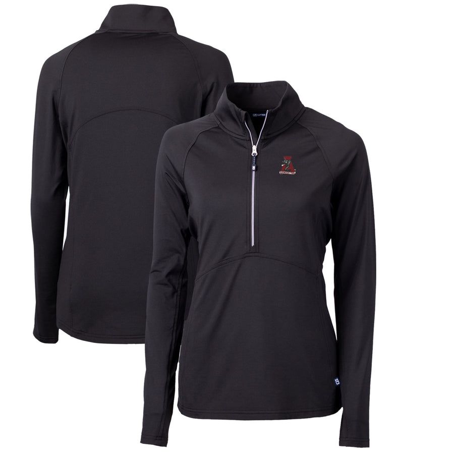 Women's Cutter & Buck Black Alabama Crimson Tide Adapt Eco Knit Stretch Recycled Half-Zip Pullover Top