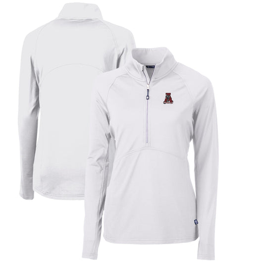 Women's Cutter & Buck White Alabama Crimson Tide Adapt Eco Knit Stretch Recycled Half-Zip Pullover Top