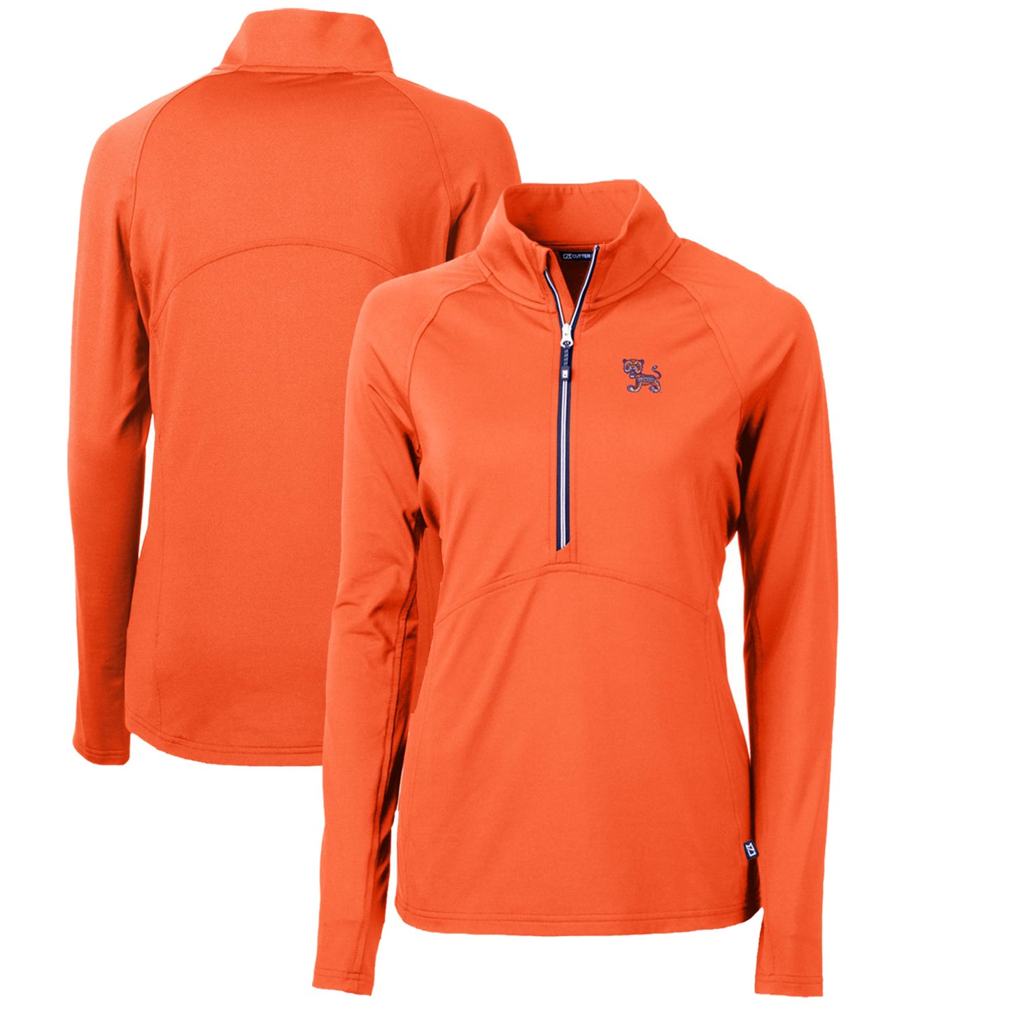 Women's Cutter & Buck Orange Clemson Tigers Adapt Eco Knit Stretch Recycled Half-Zip Pullover Top