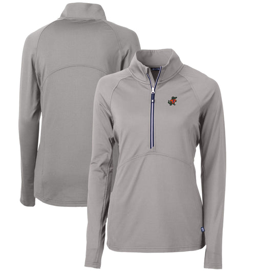 Women's Cutter & Buck Gray Florida Gators Adapt Eco Knit Stretch Recycled Half-Zip Pullover Top